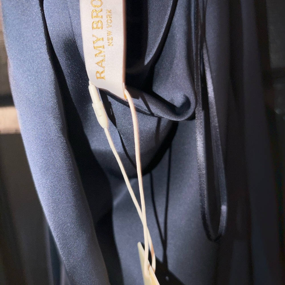 Ramy Brook Navy Blue  Satin Halter Top